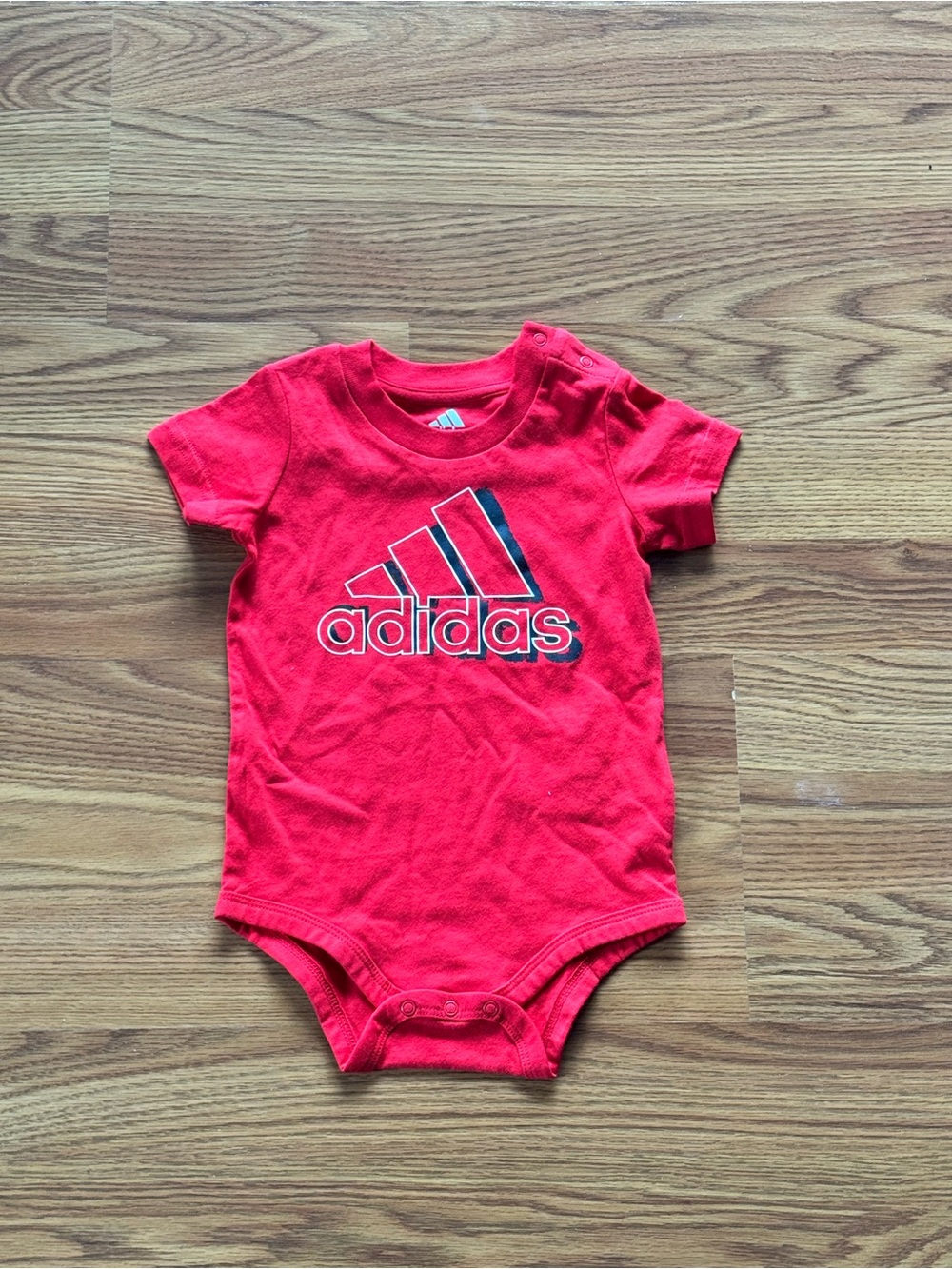 adidas Red Infant One-Piece Bodysuit with Logo